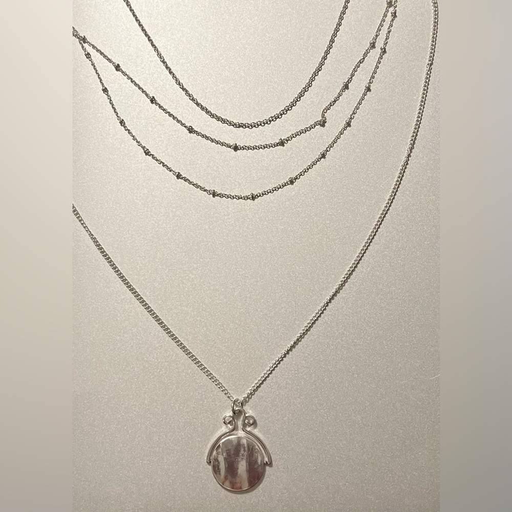 Layered Silver Pendant Necklace